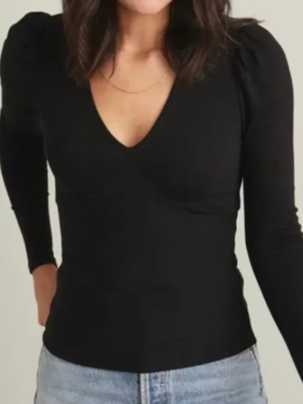 Marine Layer Lexi Ribbed Black Top